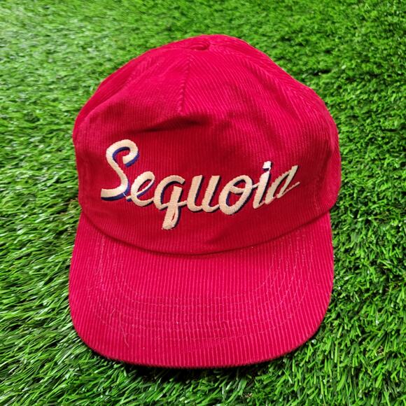VTG 80s Corduroy Sequoia Embroidered Snapback Hat Made in Korea - Picture 1 of 6
